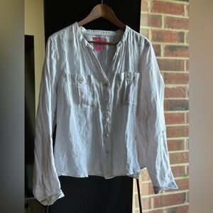Isaac Mizrahi Resort Wear White Button-Down Shirt